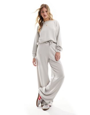 Stradivarius soft touch wide leg jogger co-ord in ice
