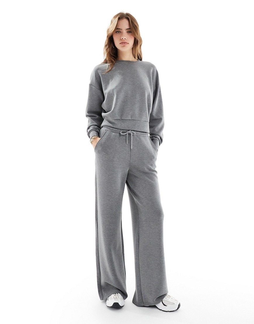 Stradivarius soft touch wide leg jogger in grey co-ord