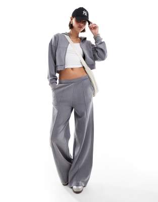 soft touch wide leg sweatpants in dark gray - part of a set