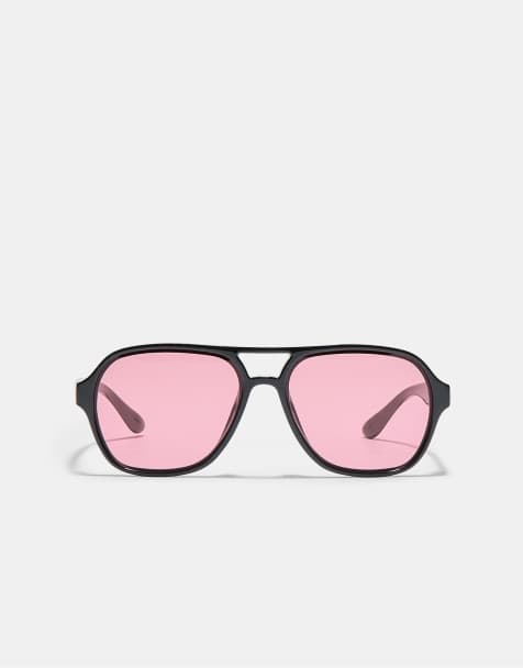 Stradivarius – Sonnenbrille aus Kunstharz in Fuchsia mit doppeltem Brauensteg - view 1