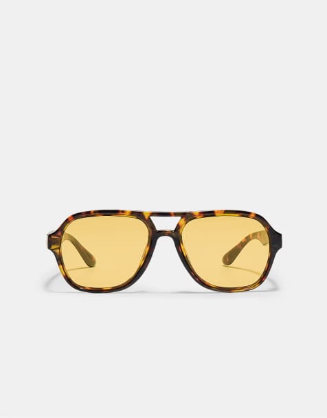 Stradivarius – Sonnenbrille aus Kunstharz in Gold mit doppeltem Brauensteg - view 1