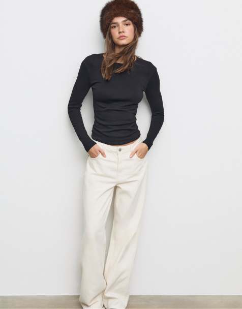 Stradivarius - Sort basis-T-shirt med lange ærmer - view 1