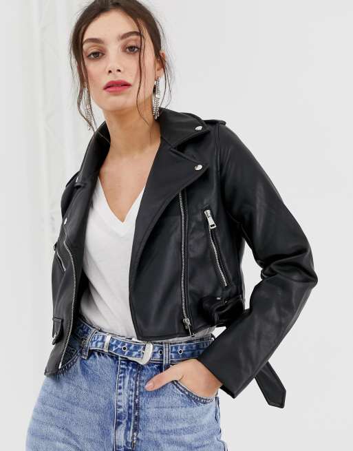 Stradivarius - Sort bikerjakke i PU
