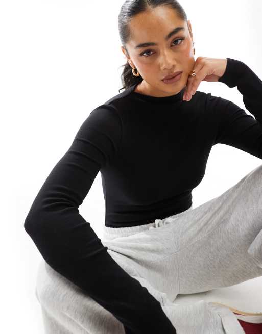 Stradivarius - Sort bodystocking med høj hals