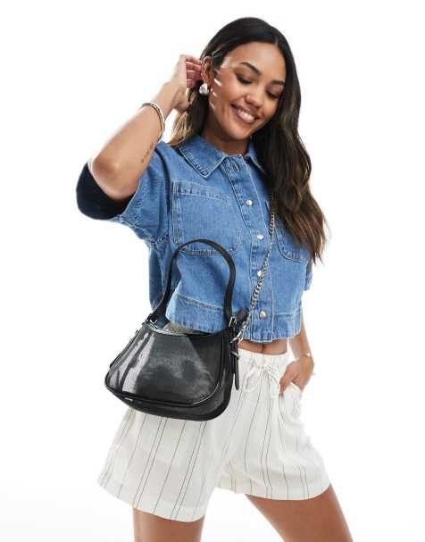 Stradivarius - Sort håndtaske i mesh - view 1