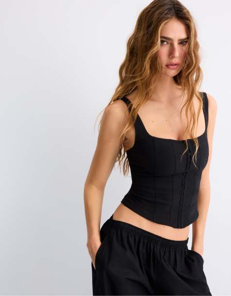 Stradivarius - Sort korset-top med stropper - view 1