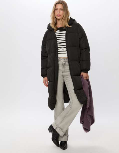 Stradivarius - Sort lang dynejakke - view 1