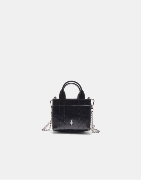 Stradivarius - Sort minitaske med tote-design - view 1