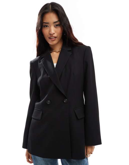 Stradivarius - Sort og figursyet blazer