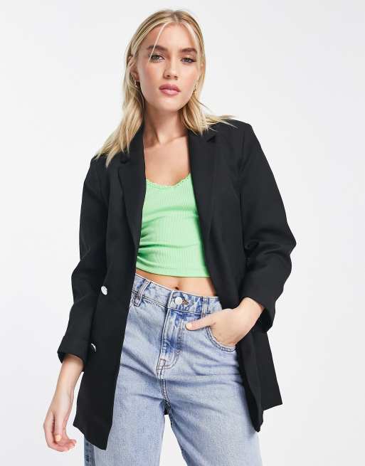 Stradivarius - Sort, oversized blazer