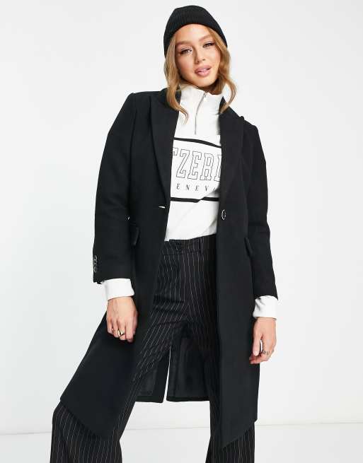 Stradivarius - Sort, oversized uldblazer frakke 