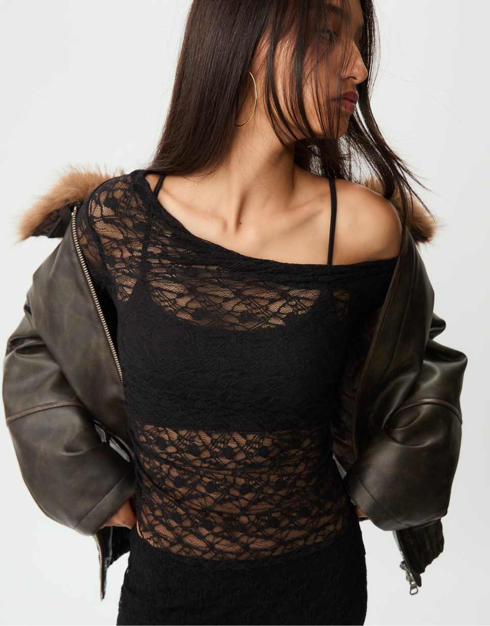 Lace draped top