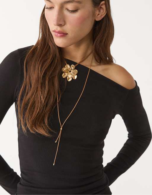 Stradivarius - Sort top med asymmetrisk hals, 4 af 4