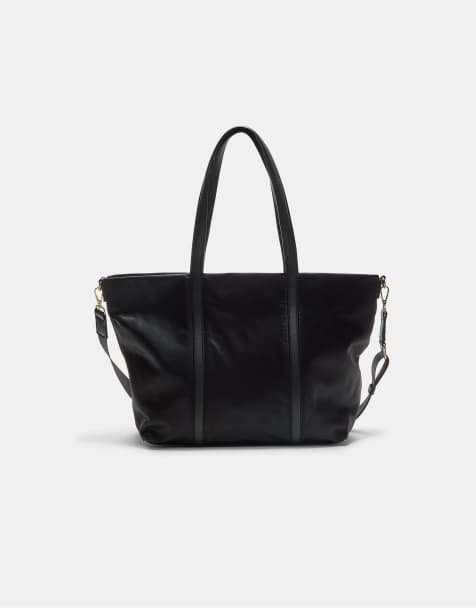 Stradivarius - Sort tote-taske i stof - view 1
