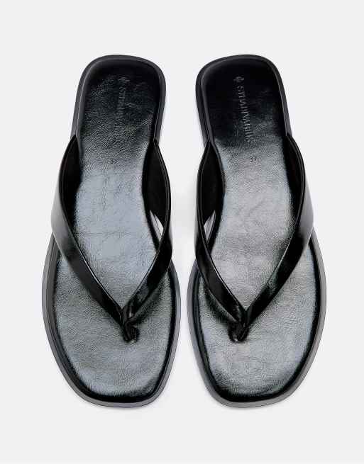 Stradivarius - Sorte flade sandaler med tårem, 3 af 6