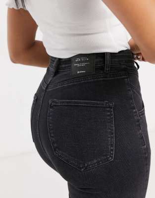 stradivarius split front mom jeans