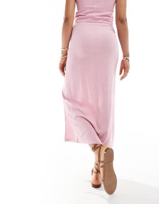 Stradivarius Split Hem Midi Skirt In Pink