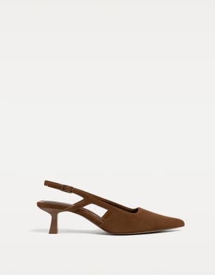  split leather kitten heel court shoes 