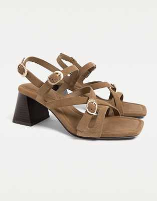  split leather sandals with buckles 