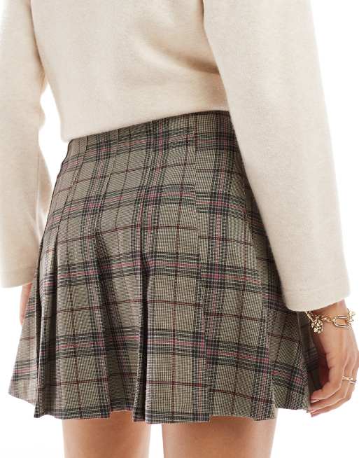 Stradivarius – Spódnica mini w kratę z zakładkami, 4 z 5