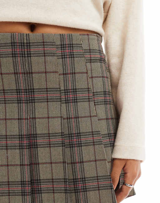 Stradivarius – Spódnica mini w kratę z zakładkami, 5 z 5