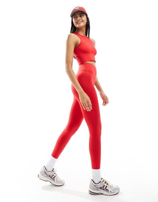 Stradivarius sport seamless leggings in red - part of a set