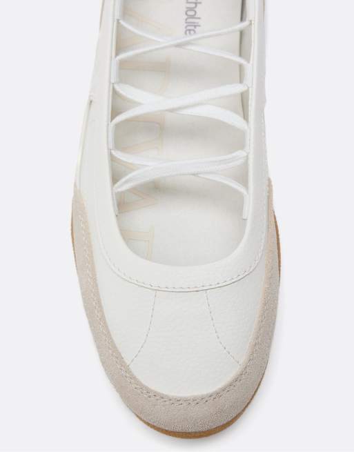 Stradivarius - Sportieve ballerina's met strik in wit, 3 van 5