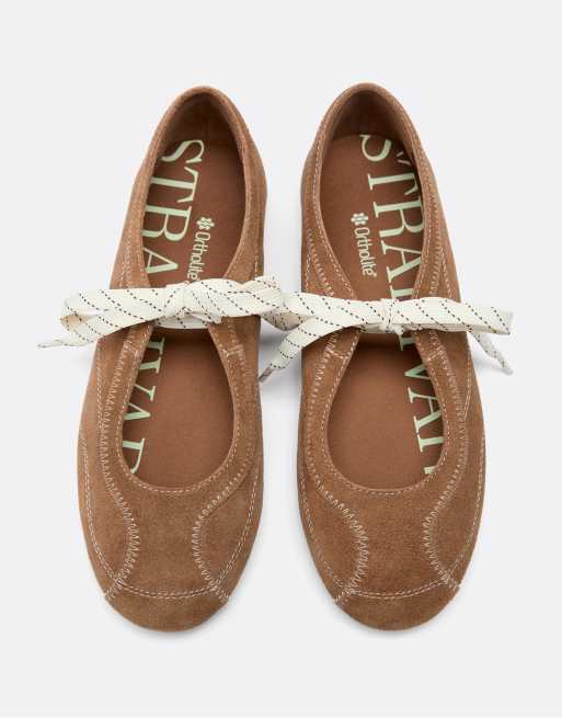 Stradivarius – Sports – Beige ballerinaskor i läder, 2 av 4