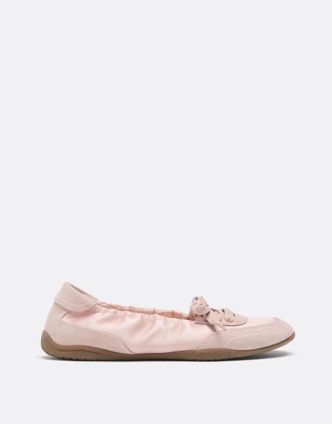 Stradivarius – Sports – Rosa ballerinaskor med läderdetaljer - view 1