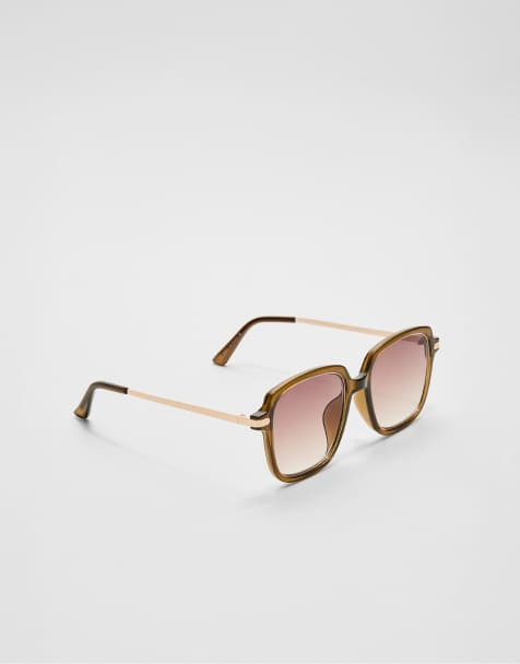 Stradivarius square sunglasses in brown - view 1