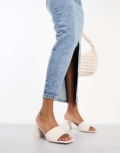 Stradivarius Closed Toe Platform Wedges in denim-Blue