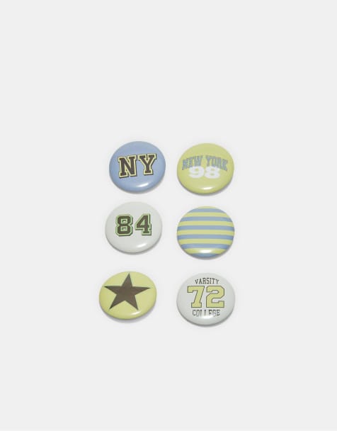 Stradivarius - Sæt med 6 pastelgule pins - view 1