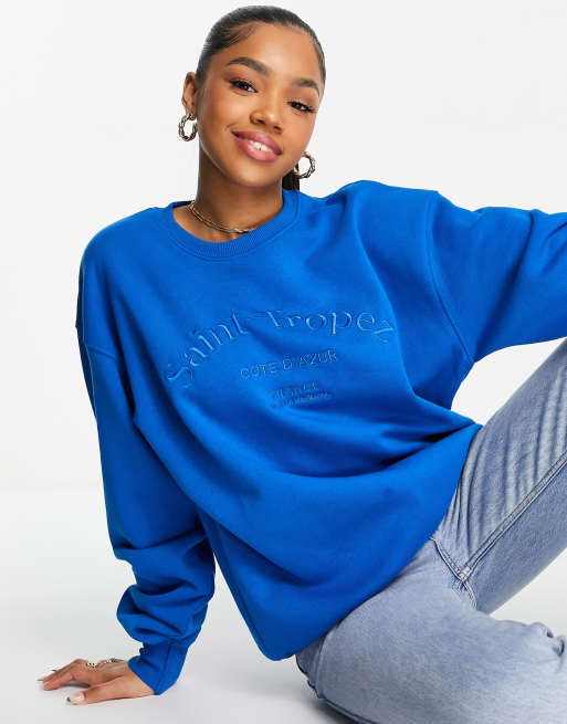 Stradivarius St Tropez sweat in blue ASOS