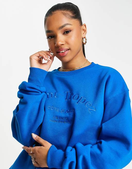 Stradivarius St Tropez sweatshirt in blue ASOS