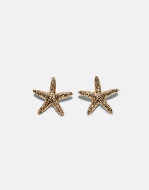Stradivarius Starfish earrings in gold - view 1