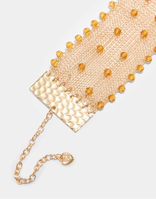 Stradivarius stel choker i metallnät i guld, 4 av 4