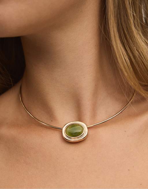 Stradivarius stel choker med charm i guld, 2 av 4