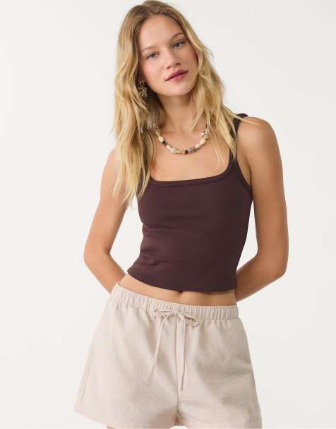 Stradivarius – Stenfärgade, lediga shorts med elastisk midja - view 1