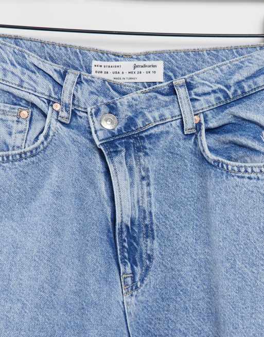 Stradivarius stepped waist dad jean in washed blue, 4 of 4
