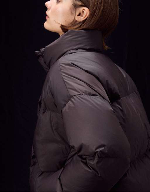 Stradivarius Steppjacke mit Schal in Braun, 4 von 7