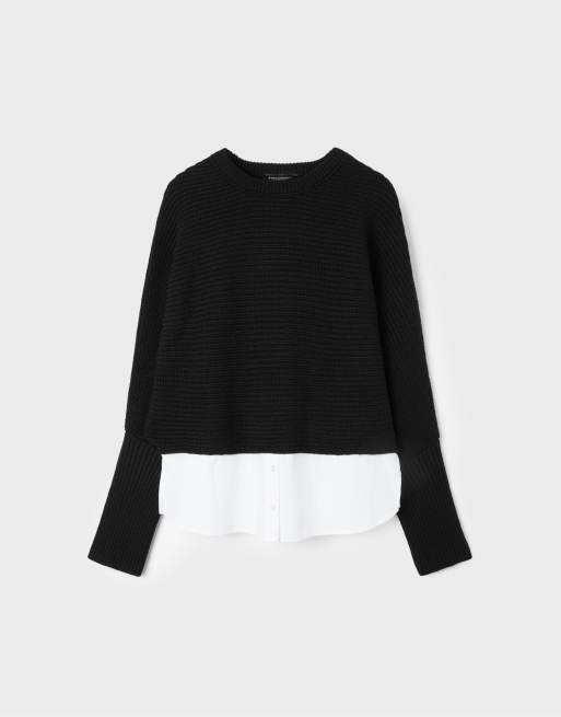 Stradivarius stickad tröja med batwing-ärmar i svart i blandade material, 6 av 7