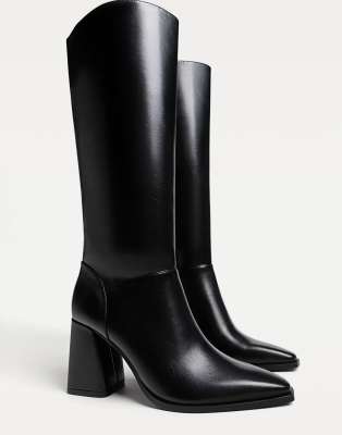 Stradivarius - Stiefel in Schwarz mit hohem Absatz