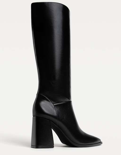 Stradivarius – Stiefel in Schwarz mit hohem Absatz ASOS