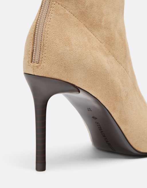 Stradivarius Stiefeletten mit Stilettoabsatz in Beige in Wildlederoptik, 6 von 6