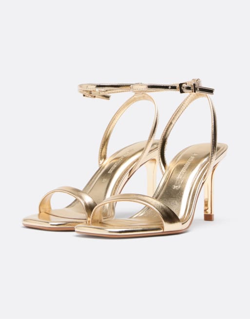Stradivarius Stiletto heel sandals in gold, 3 of 5