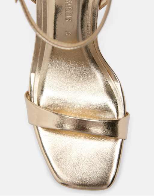 Stradivarius Stiletto heel sandals in gold, 4 of 5