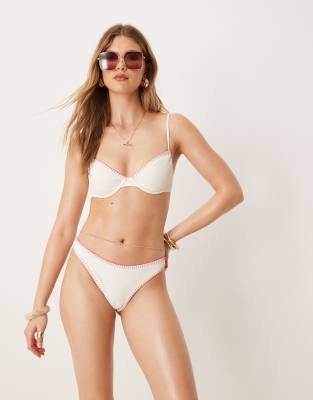 Stradivarius Stitch Detail Bikini Bottom In Multi