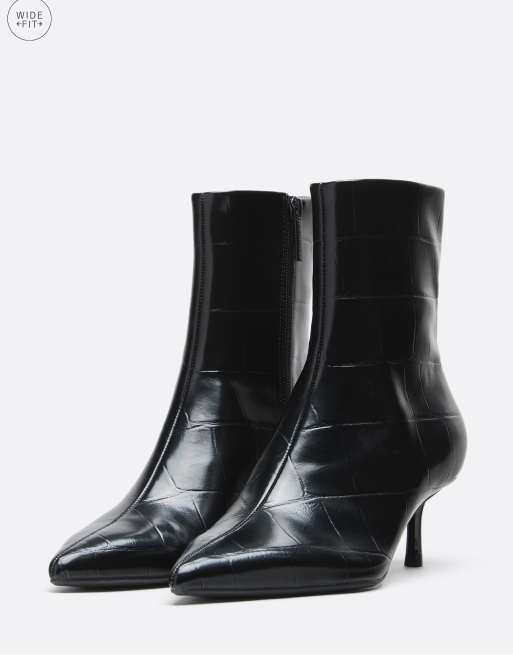 Stradivarius stivaletti alla caviglia con tacco kitten pianta larga neri, 2 di 4
