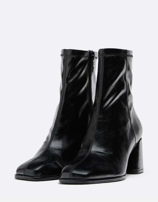 Stradivarius stivaletti basic con tacco medio neri, 2 di 4