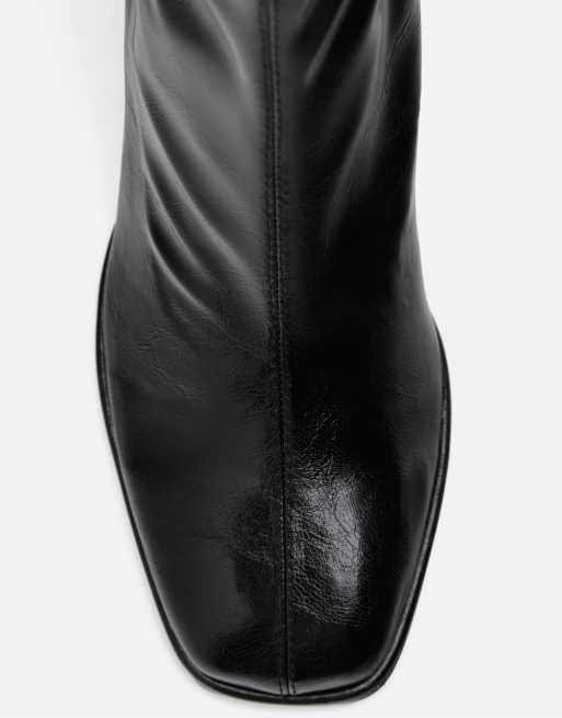 Stradivarius stivaletti basic con tacco medio neri, 3 di 4